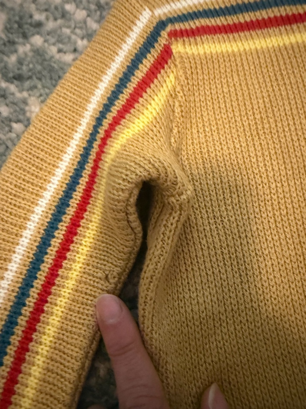 Lacoste Kid’s Mustard Stripe Crewneck Sweater - Picture 3 of 8